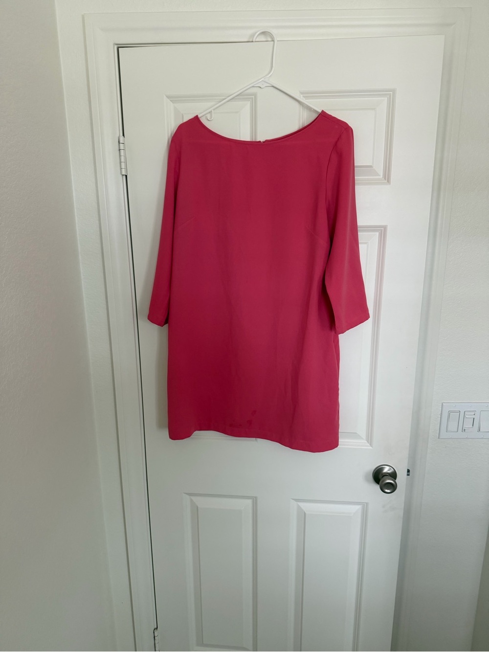 Tildon Bright Pink Boatneck Shift Tunic Dress Size Large